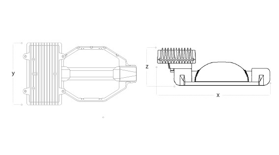 NXT-LP dimension drawing with length, width and height