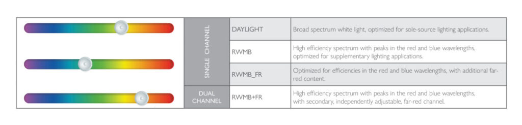 TriPlane Linear spectrum options: Daylight, RWMB, RWMB_FR and dual-channel RWMB+FR