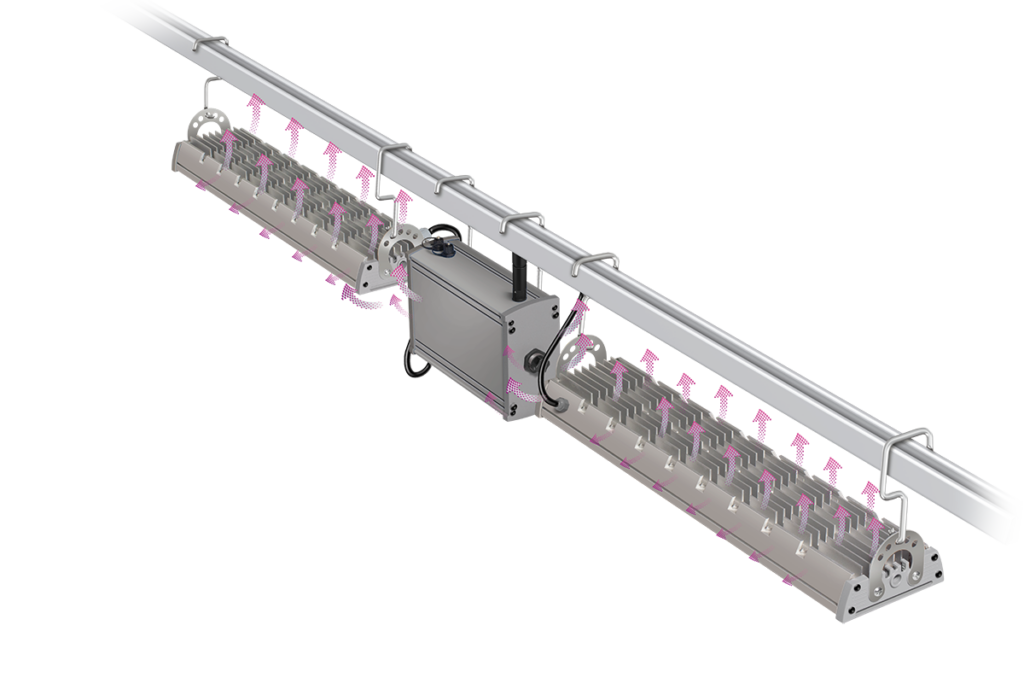 TriPlane Linear passive thermal management with aluminum fins and a separate driver enclosure