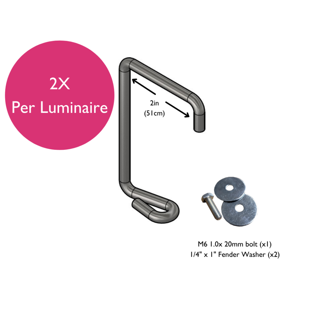 NXT-LP 2 inch truss bracket with included bolt and fender washers, two required per luminaire